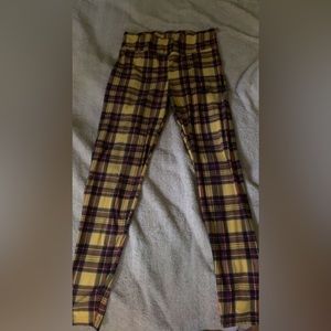 Yellow plaid leggings